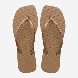 Havaianas Square Logo Metallic Women's Flip Flops | MQSLBZ-584