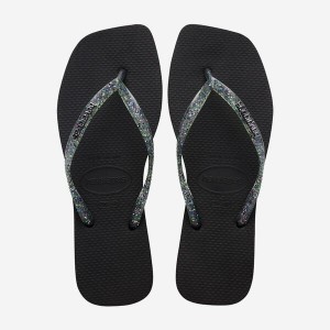 Havaianas Square Logo Metallic Women's Flip Flops | GPBAJQ-943