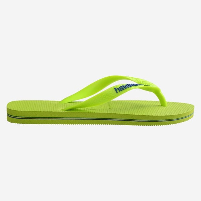 Havaianas Brasil Logo Neon Men's Flip Flops | XVIYSF-931