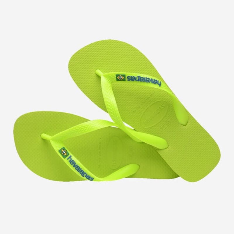 Havaianas Brasil Logo Neon Men's Flip Flops | XVIYSF-931