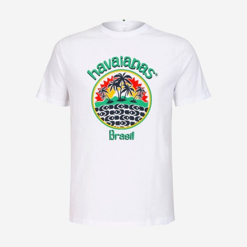 Havaianas Round Patch Men's T Shirts | BVIQAL-152