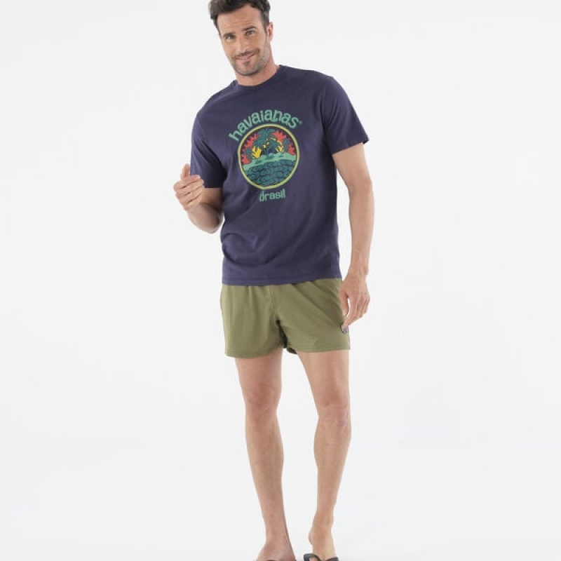 Havaianas Round Patch Men's T Shirts | QOGJFI-798