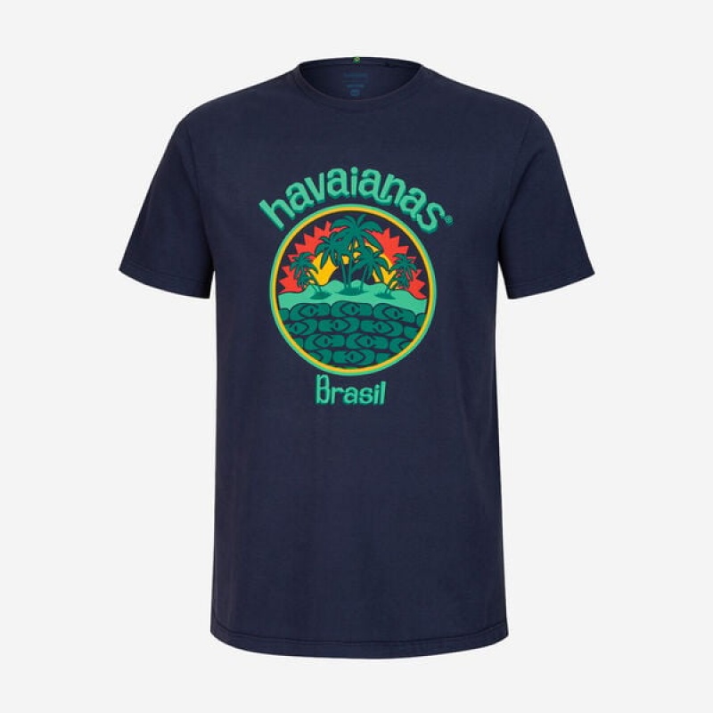 Havaianas Round Patch Men's T Shirts | QOGJFI-798