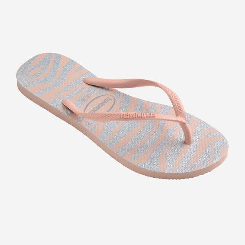 Havaianas Slim Animals Glitter Women's Flip Flops | FSNRUJ-827