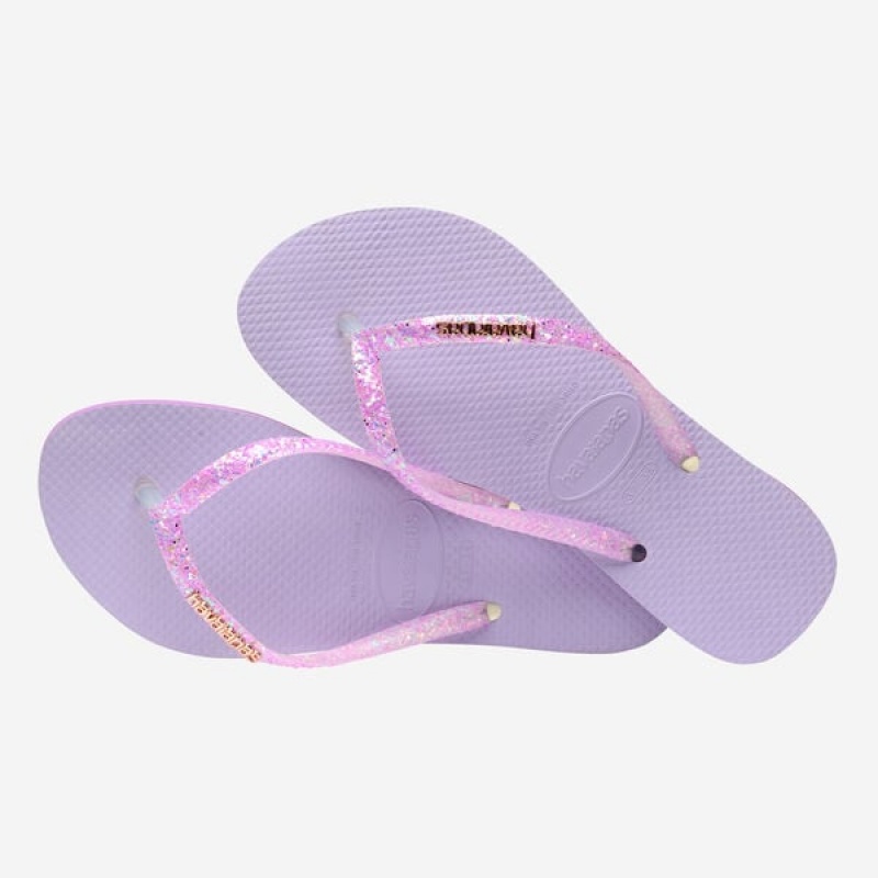 Havaianas Slim Glitter Flourish Women's Flip Flops | JWZBTY-231