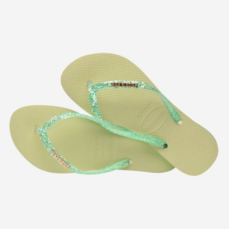 Havaianas Slim Glitter Flourish Women's Flip Flops | XMFHOC-741