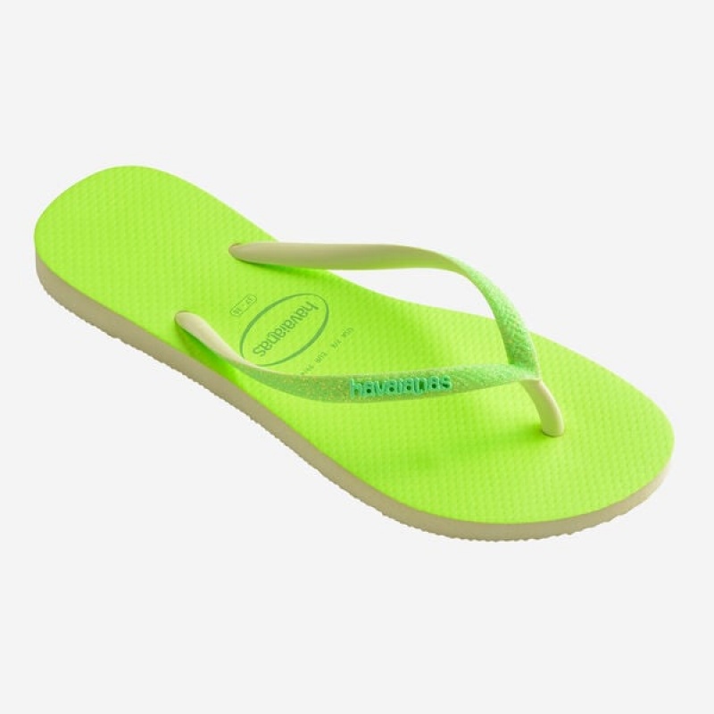 Havaianas Slim Glitter Neon Women's Flip Flops | AHOMIX-283