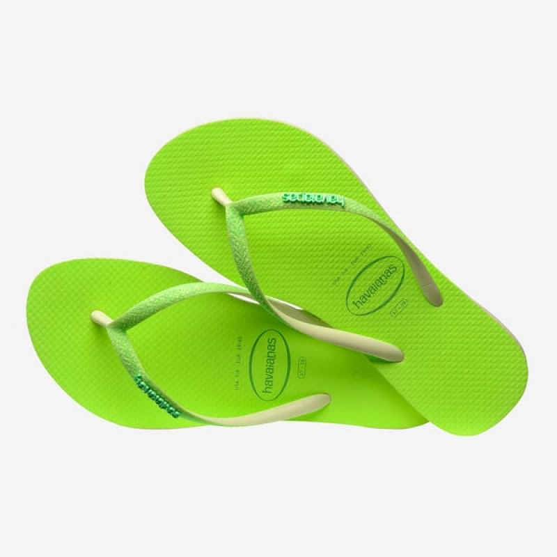 Havaianas Slim Glitter Neon Women's Flip Flops | AHOMIX-283