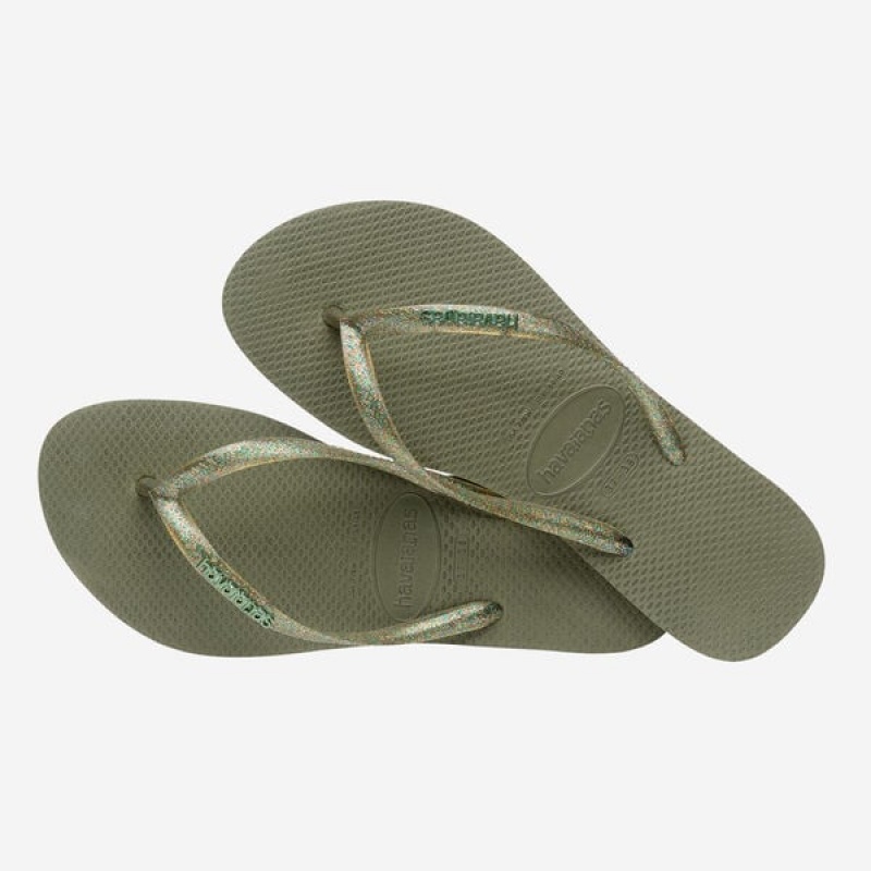 Havaianas Slim Logo Metallic Women's Flip Flops | WFIPAT-102