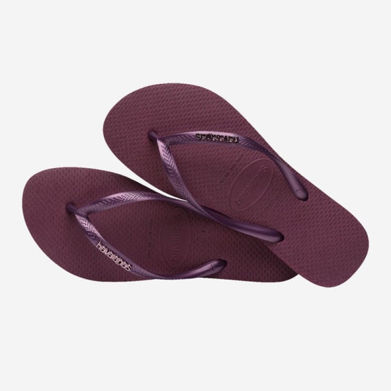 Havaianas Slim Logo Metallic Women's Flip Flops | OCXQRD-814