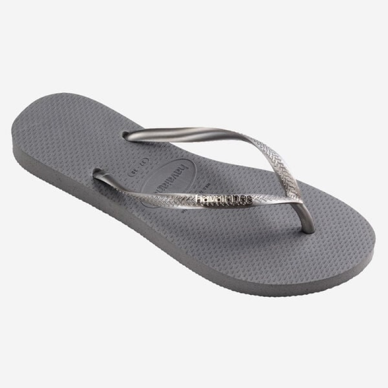 Havaianas Slim Logo Metallic Women's Flip Flops | EWMUAH-458