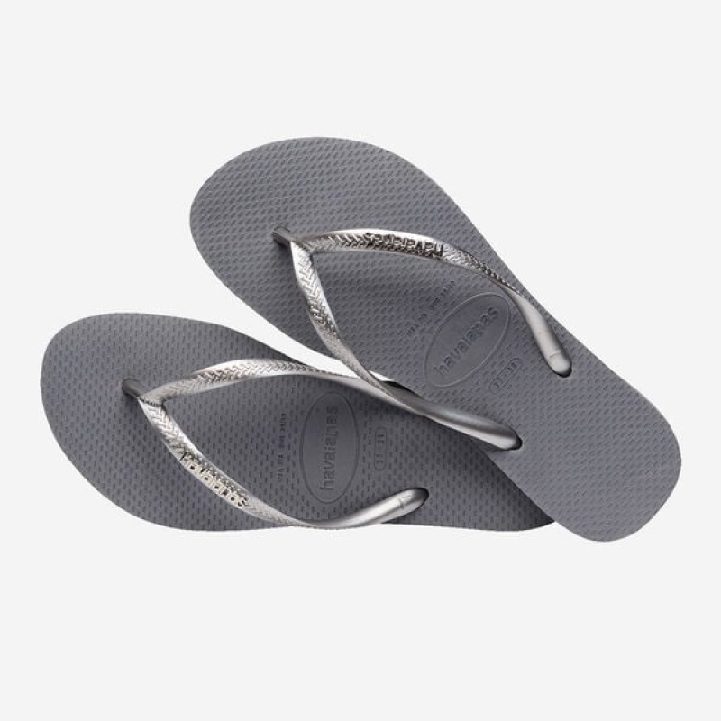 Havaianas Slim Logo Metallic Women's Flip Flops | EWMUAH-458