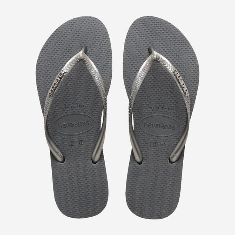 Havaianas Slim Logo Metallic Women\'s Flip Flops | EWMUAH-458