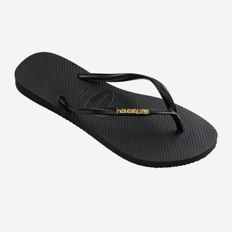 Havaianas Slim Logo Metallic Women's Flip Flops | EVRYHX-625