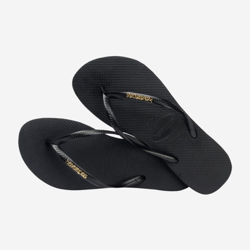 Havaianas Slim Logo Metallic Women's Flip Flops | EVRYHX-625