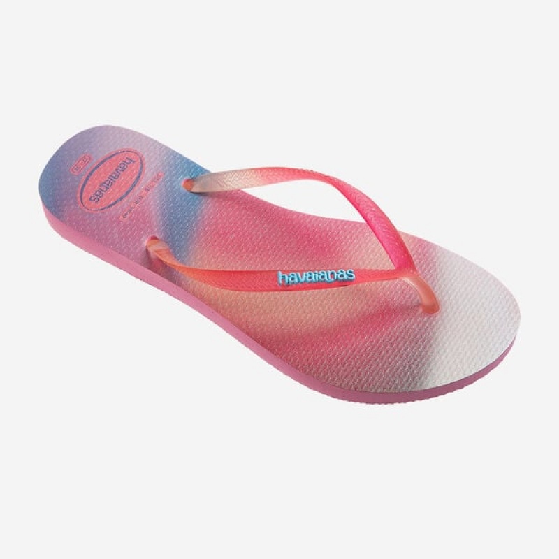 Havaianas Slim Metallic Rainbow Women's Flip Flops | RIGQXL-581