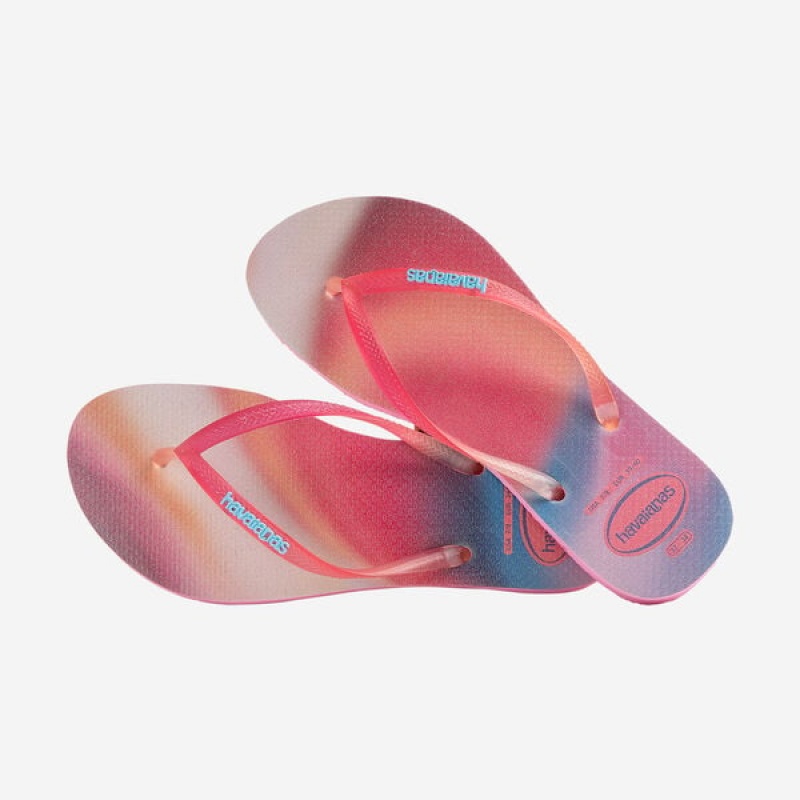 Havaianas Slim Metallic Rainbow Women's Flip Flops | RIGQXL-581