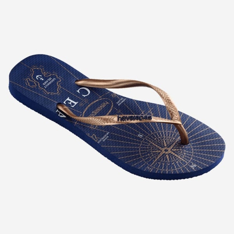 Havaianas Slim Nautical Women's Flip Flops | KJPRDG-047