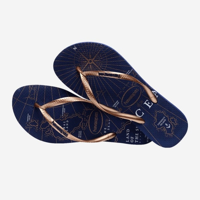 Havaianas Slim Nautical Women's Flip Flops | KJPRDG-047