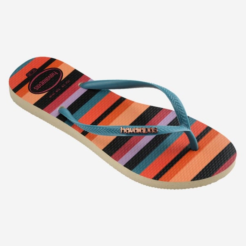 Havaianas Slim Patchwork Women's Flip Flops | VYCDQT-128