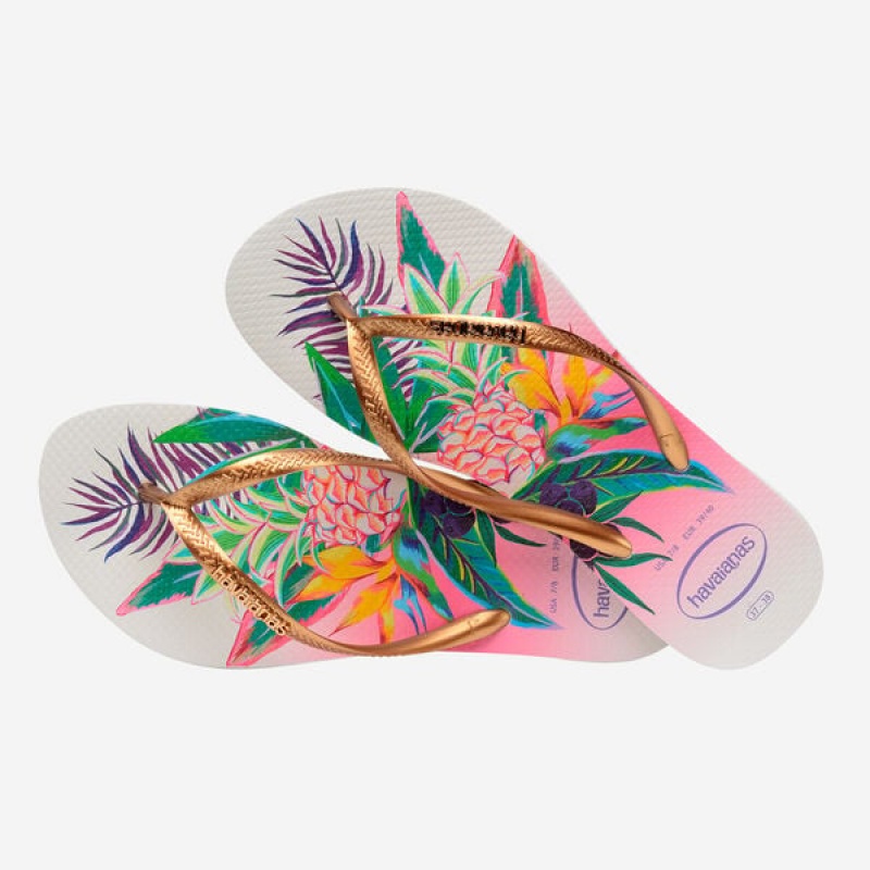 Havaianas Slim Tropical Women's Flip Flops | SZBGTQ-167