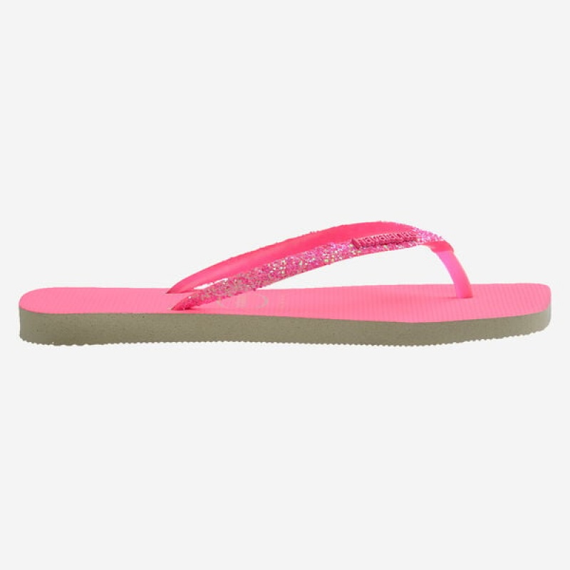 Havaianas Square Glitter Neon Women's Flip Flops | RQIEDA-941