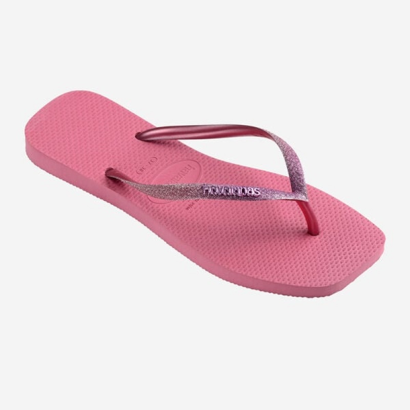 Havaianas Square Glitter Women's Flip Flops | FNTXWU-413