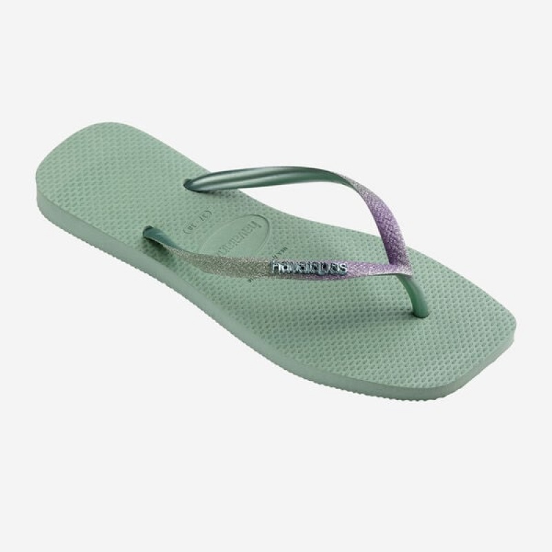 Havaianas Square Glitter Women's Flip Flops | THWCGR-837