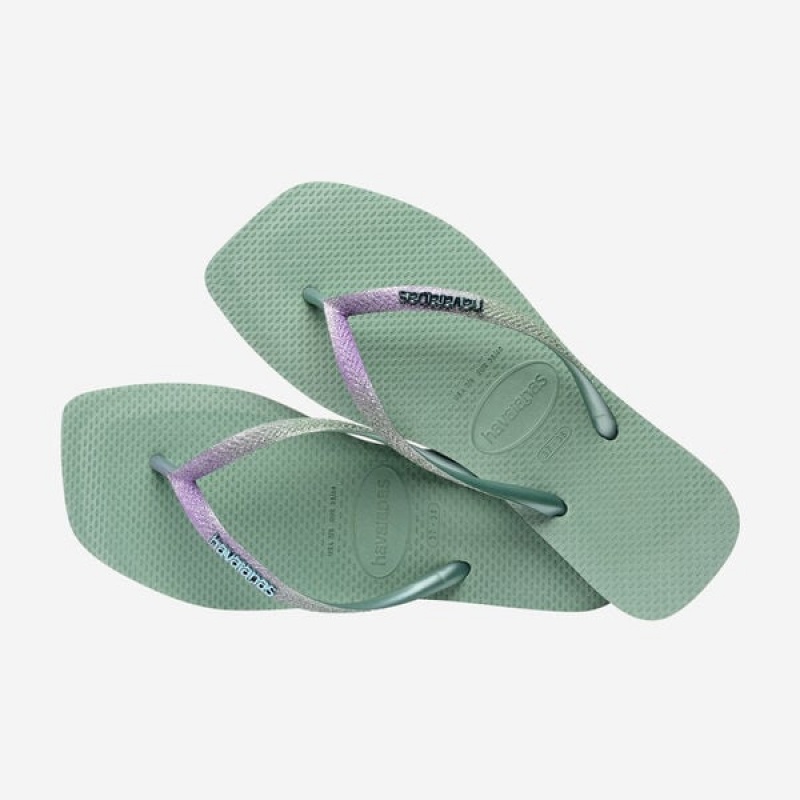 Havaianas Square Glitter Women's Flip Flops | THWCGR-837