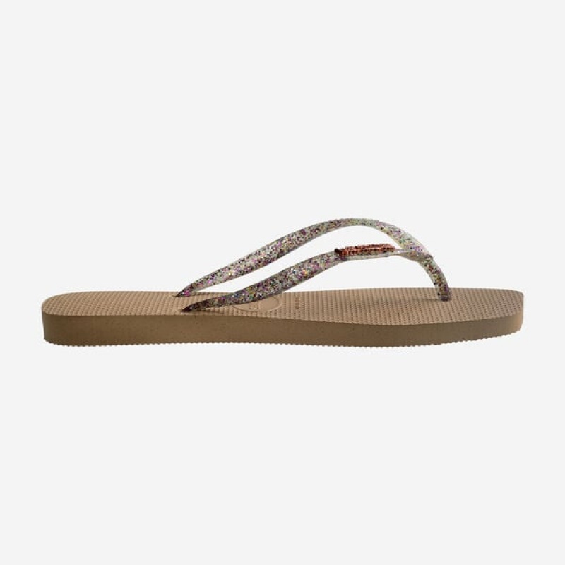 Havaianas Square Logo Metallic Women's Flip Flops | AEWBVQ-129