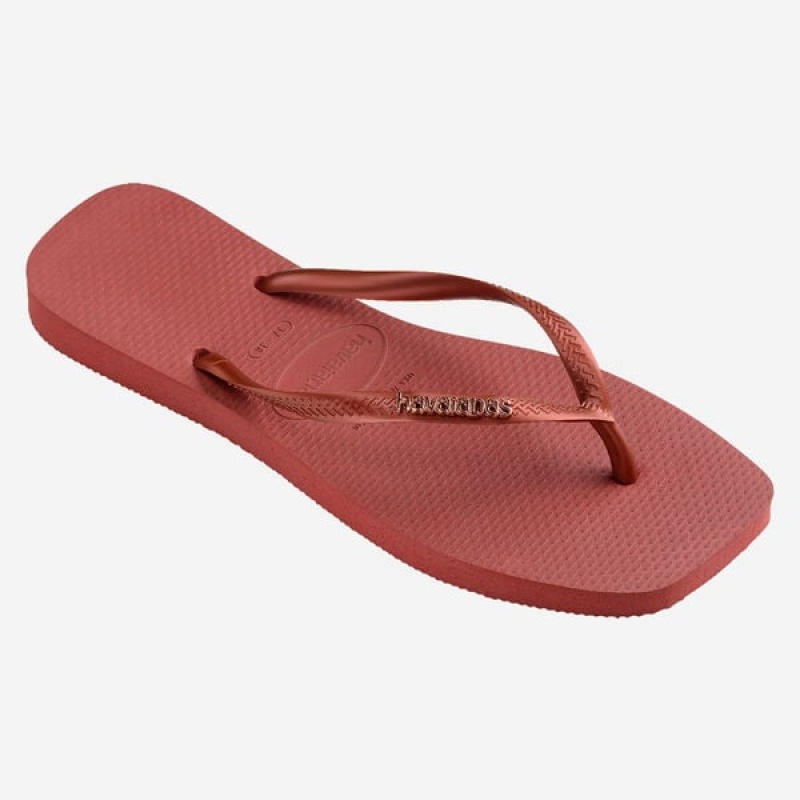 Havaianas Square Logo Metallic Women's Flip Flops | HWBQFD-615