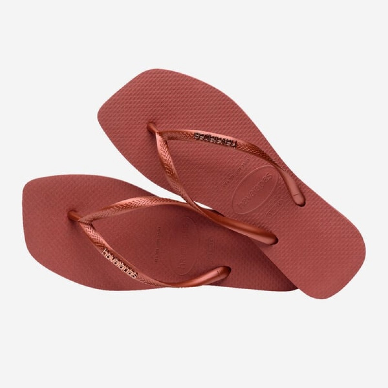 Havaianas Square Logo Metallic Women's Flip Flops | HWBQFD-615