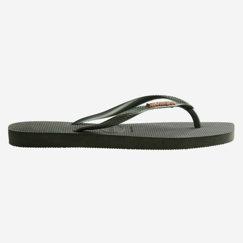 Havaianas Square Logo Metallic Women's Flip Flops | JROGMT-058