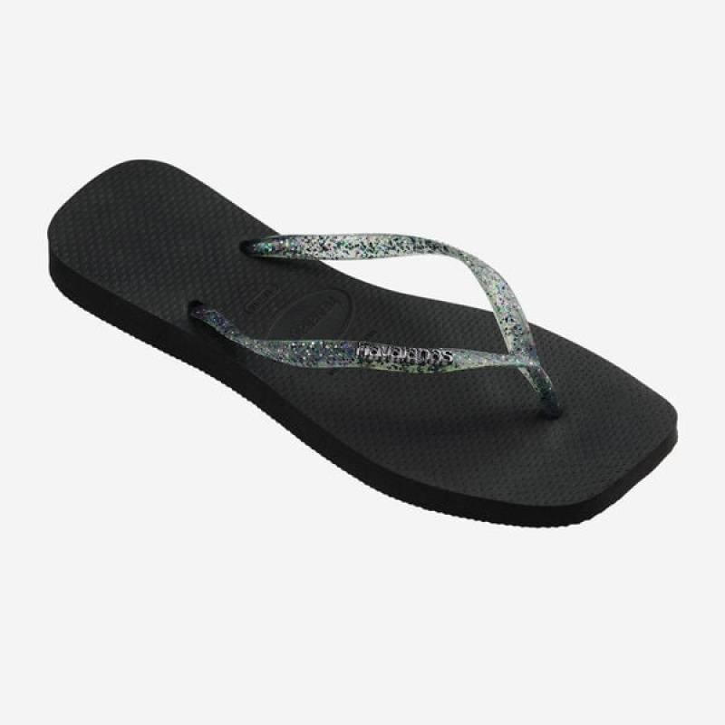 Havaianas Square Logo Metallic Women's Flip Flops | GPBAJQ-943