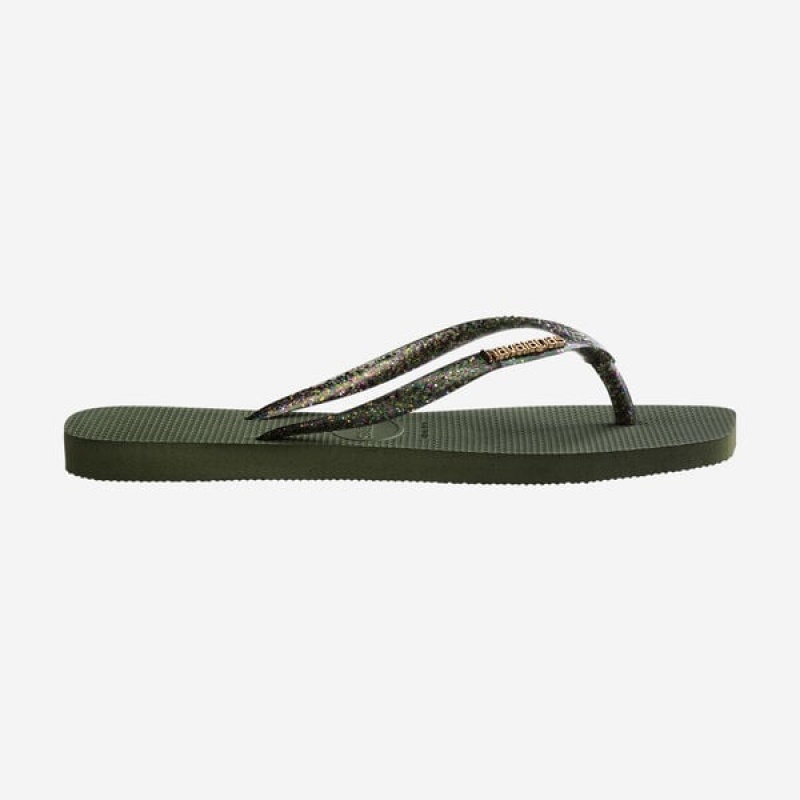 Havaianas Square Logo Metallic Women's Flip Flops | APQNXD-543