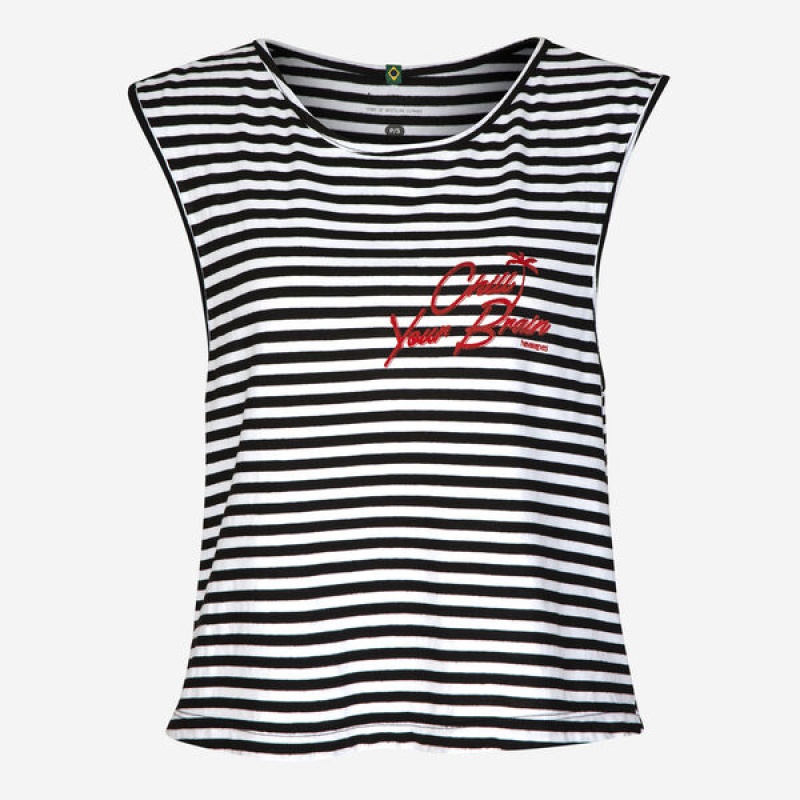 Havaianas Stripes Chill Your Brain Tank Women's T Shirts | SOCVTK-154